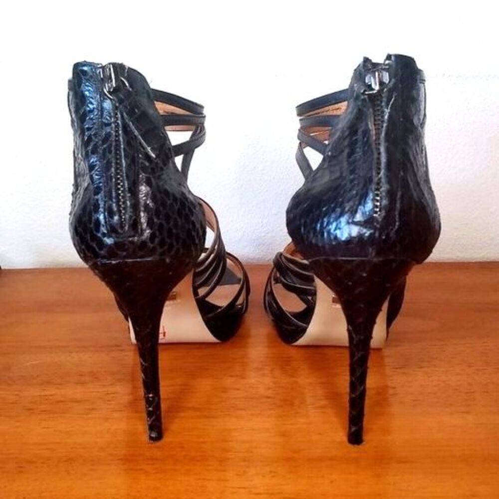 Badgley Mischka Black Sexy Stilettos Heels Animal Print Leather Sole Womens Sz10 - Picture 3 of 10